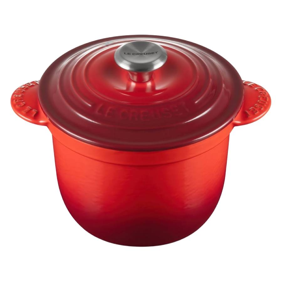 Classic 2 L Cocotte à riz avec couvercle intérieur avec bouton en acier inoxydable - Cerise