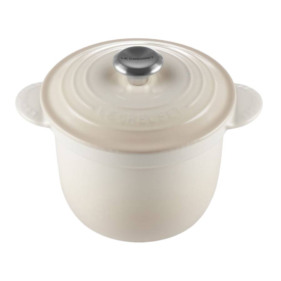 Classic 2 L Cocotte à riz avec couvercle intérieur avec bouton en acier inoxydable - Meringue