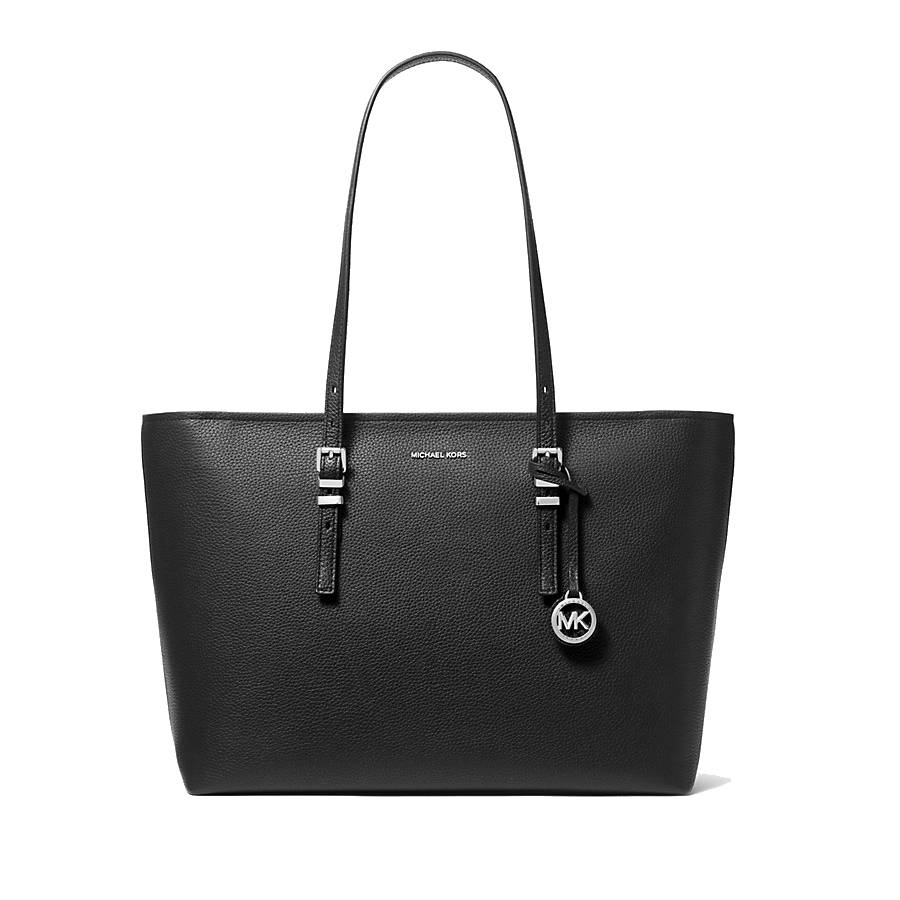 Sac fourre-tout Quinn en cuir grainé - Noir - Grand