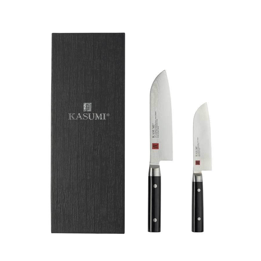 Damascus Set, Japanese Chef Knife 18cm/7" & SM Santoku Knife 13cm/5"