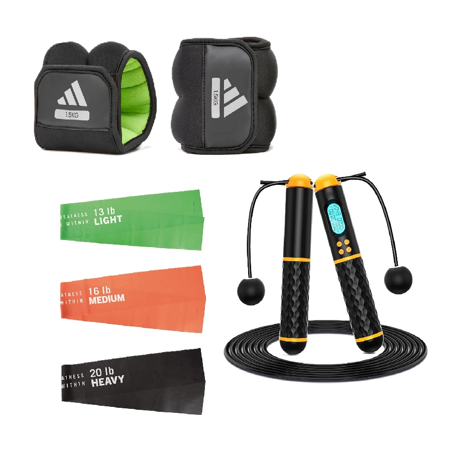 Ankle/Wrist Weights , Stretch Bands, and Smart Jump Rope Set
