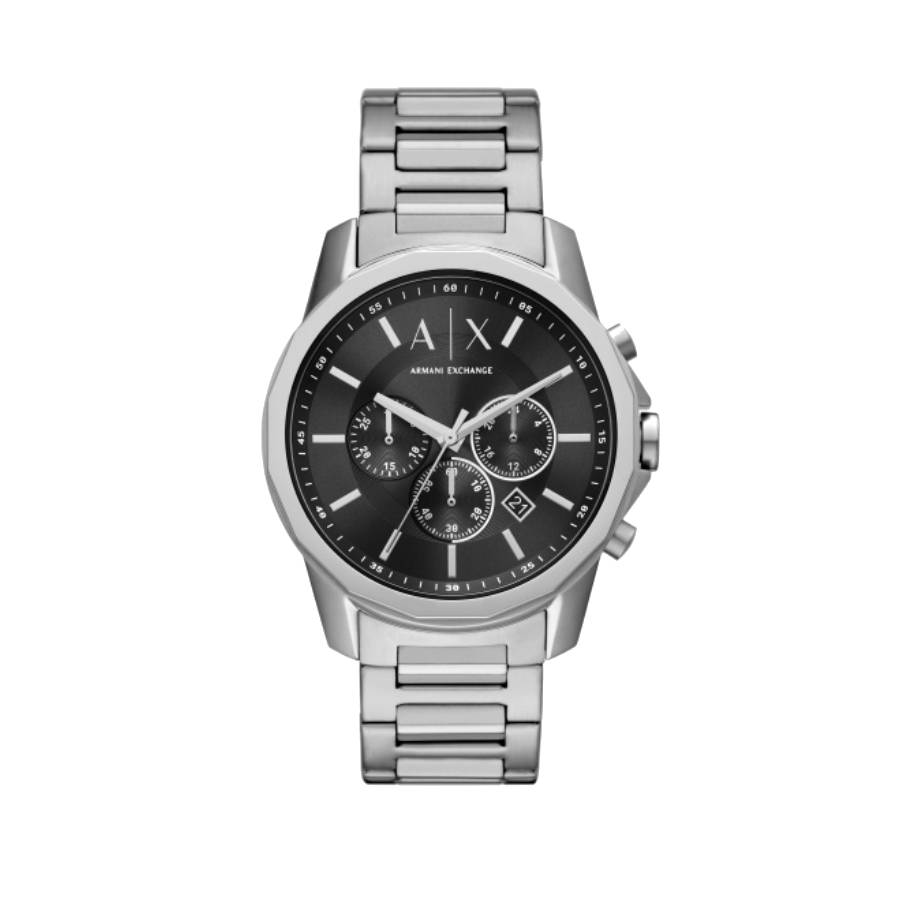 Banks Chronograph Black Index Date Dial - Stainless Steel - 44 mm