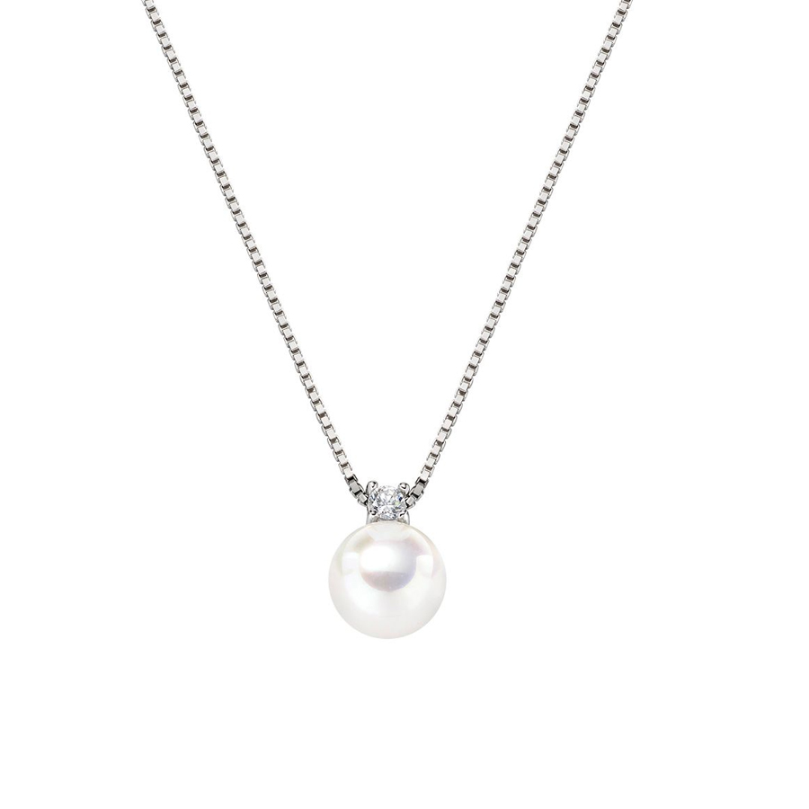 Freshwater pearl and white cubic zirconia necklace - Women - Silver/White
