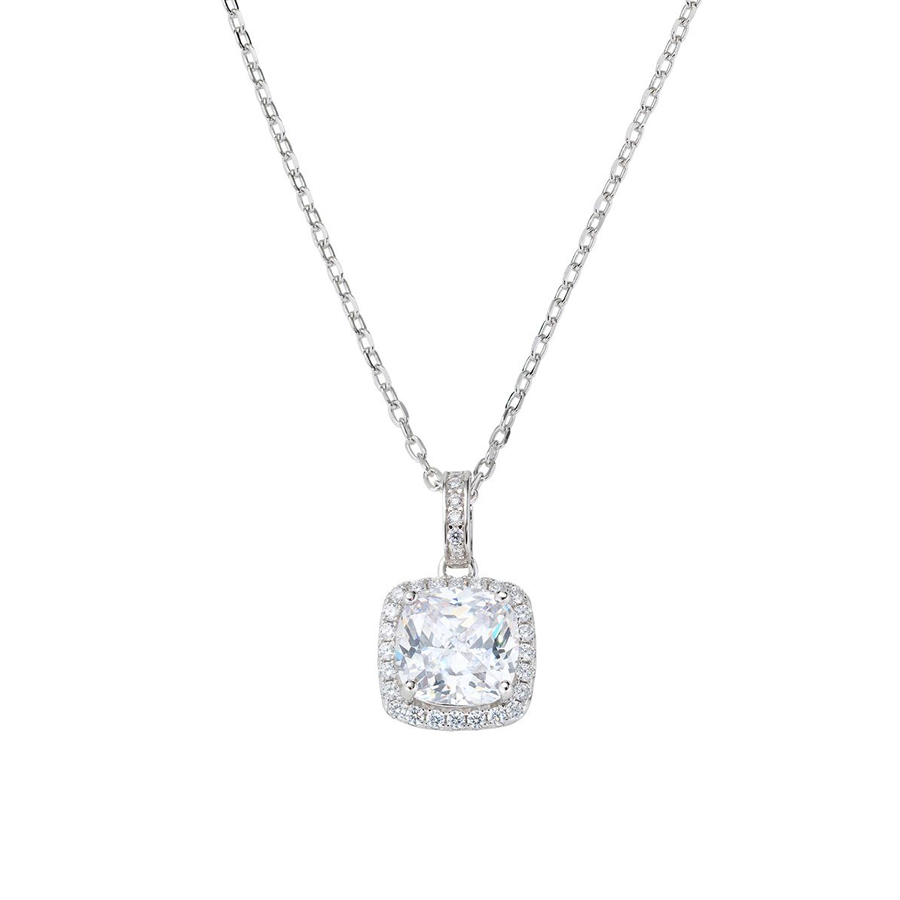 White silver cubic zirconia pendant necklace - Women - Silver