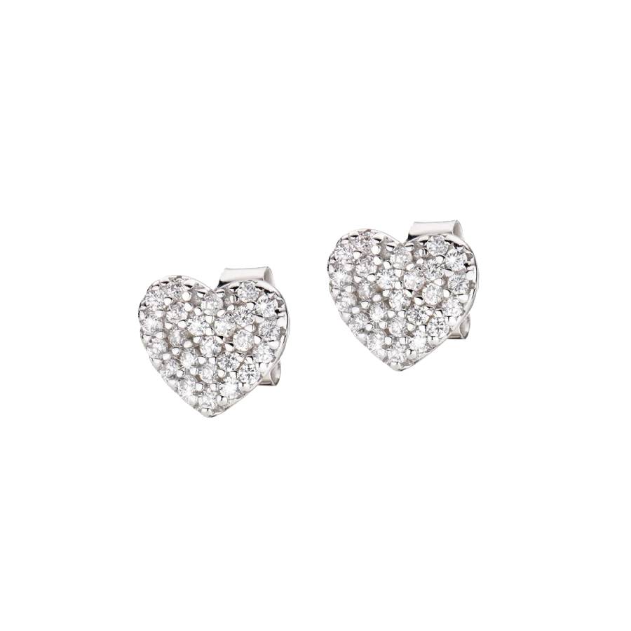 Silver Heart Earrings with CZ