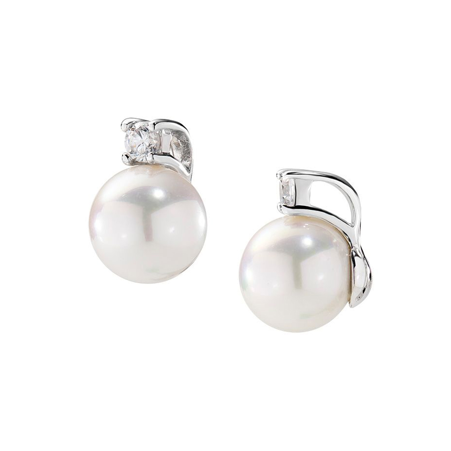 Freshwater Pearl and White Cubic Zirconia Earrings - Women - White