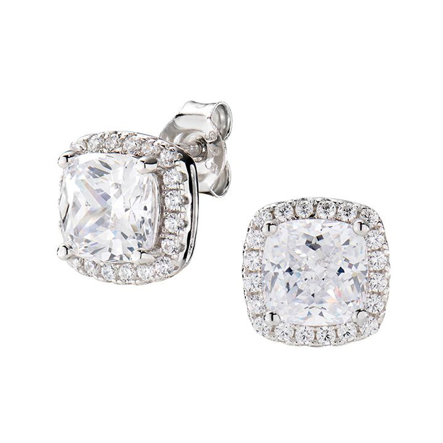 Silver Earrings with Zirconia Inlay - Women - Silver