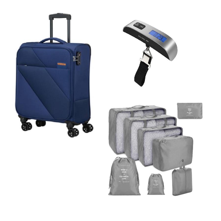 Sunbreak Spinner Carry-On with Packing and Laundry Organizers and Electronic Luggage Scale - Navy