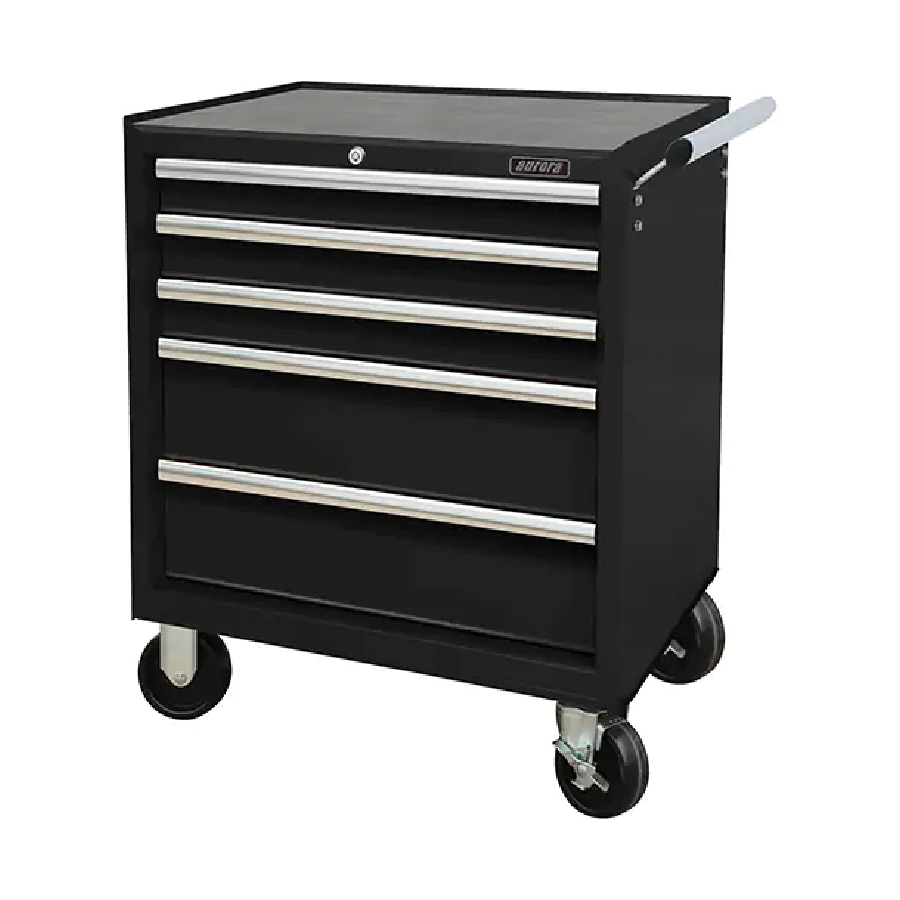 Industrial Tool Cart, 5 Drawers - Black