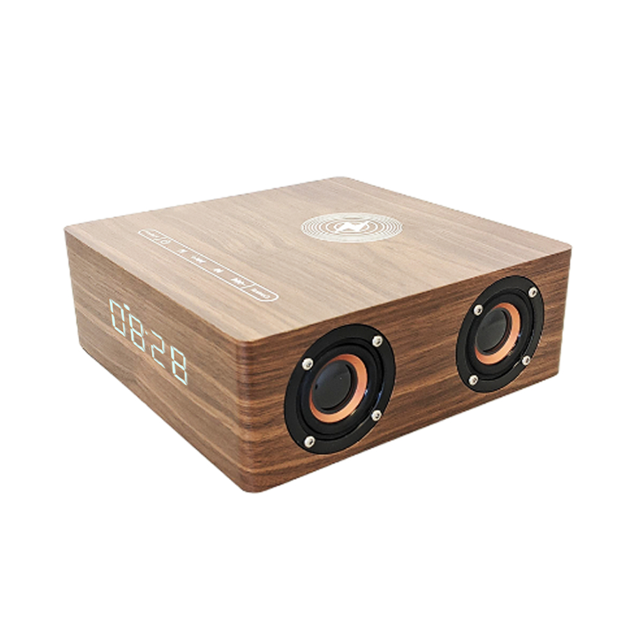 Haut-parleur Bluetooth avec chargement sans fil - Bois foncé