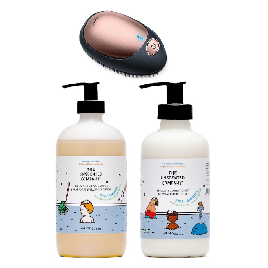 Ensemble de soins capillaires, avec brosse démêlante pour enfants