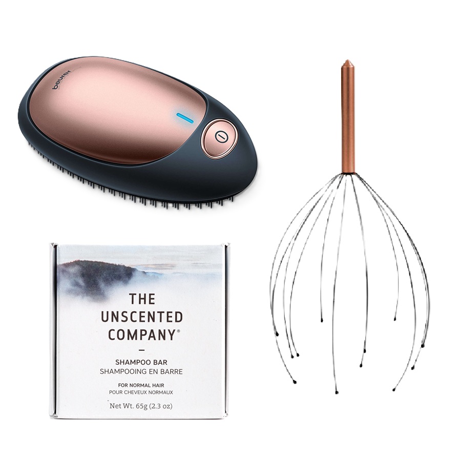 Ion Detangling Brush, Shampoo Bar, and Head Massager Set