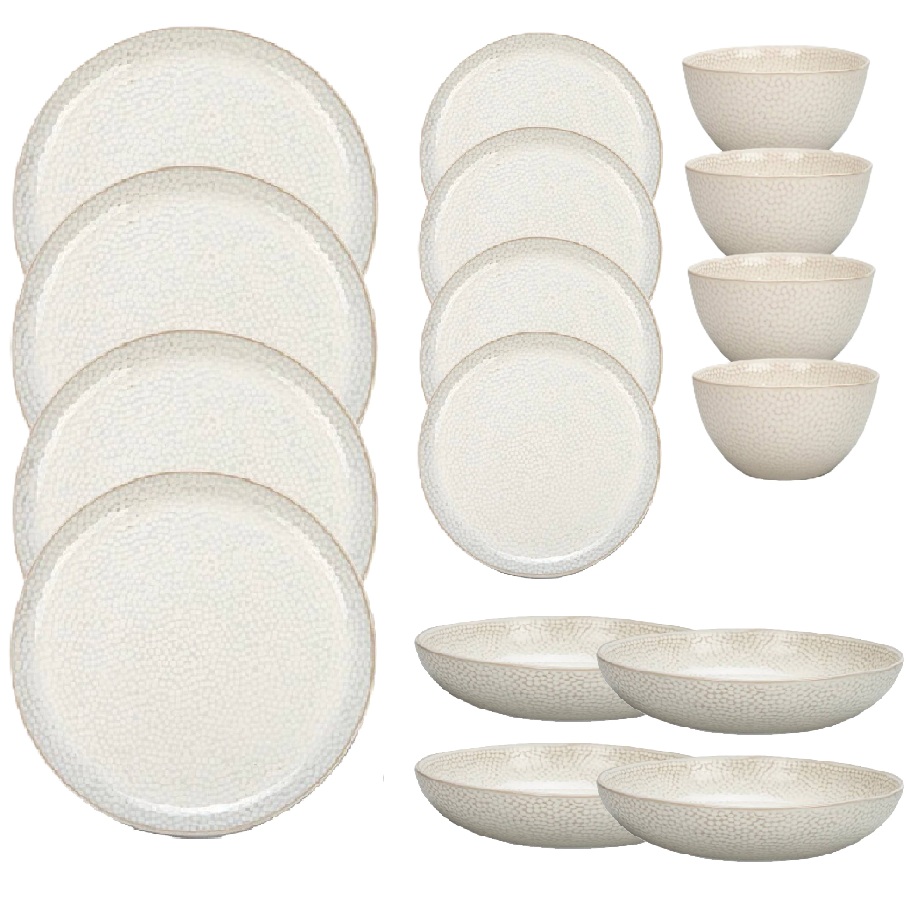 Truffle Dinnerware Set - White - 16pc