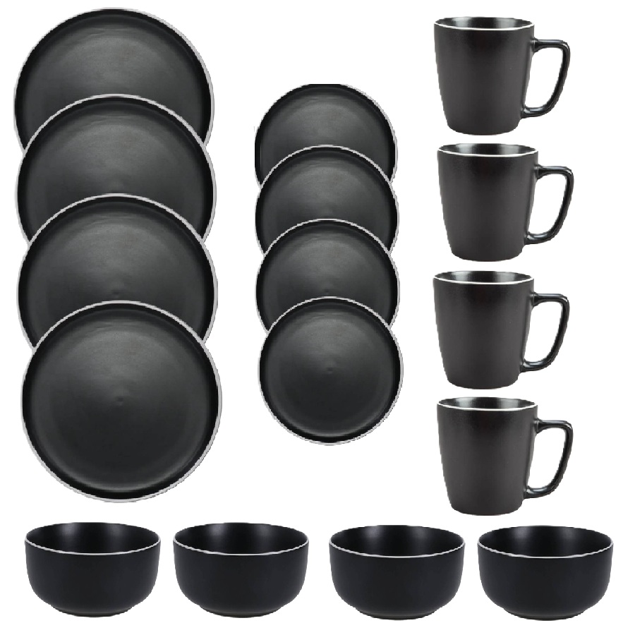 Tempo Dinnerware Set  - Black - 16pc