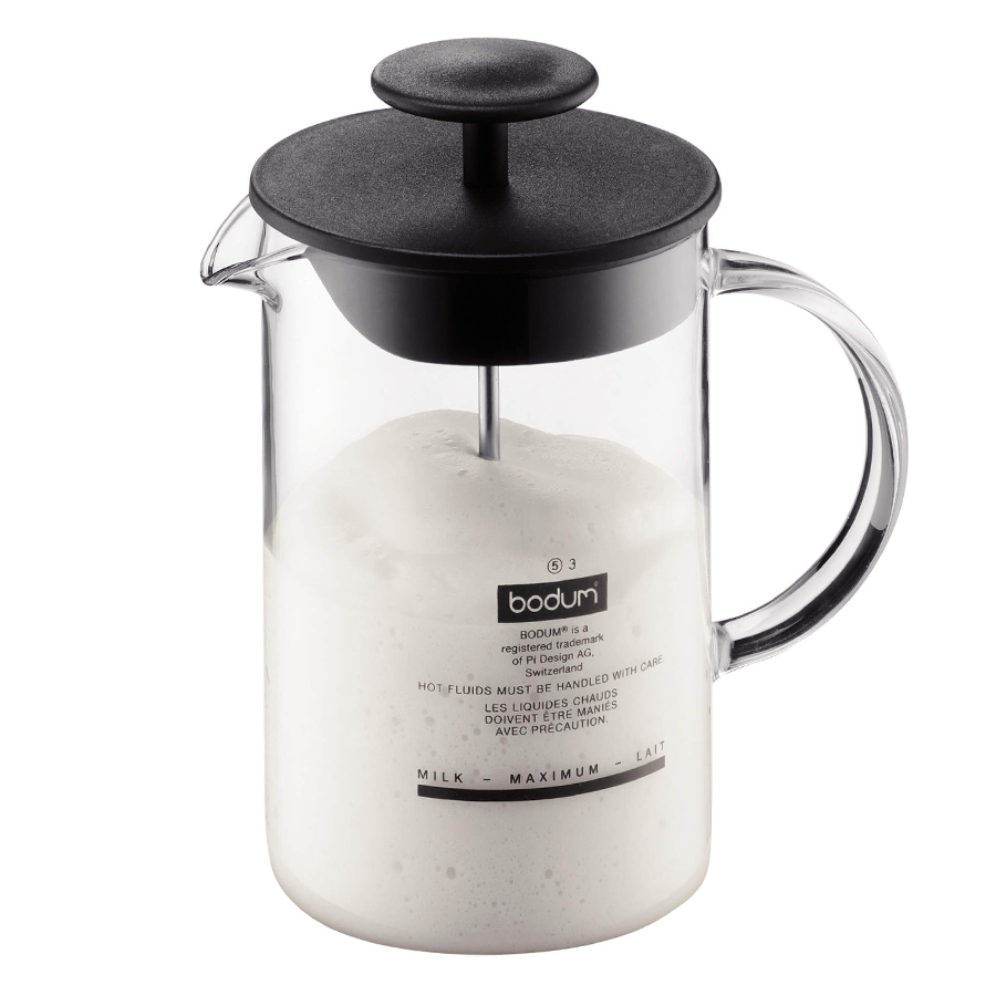 Fouet à lait manuel avec anse en verre Latteo - 8 oz