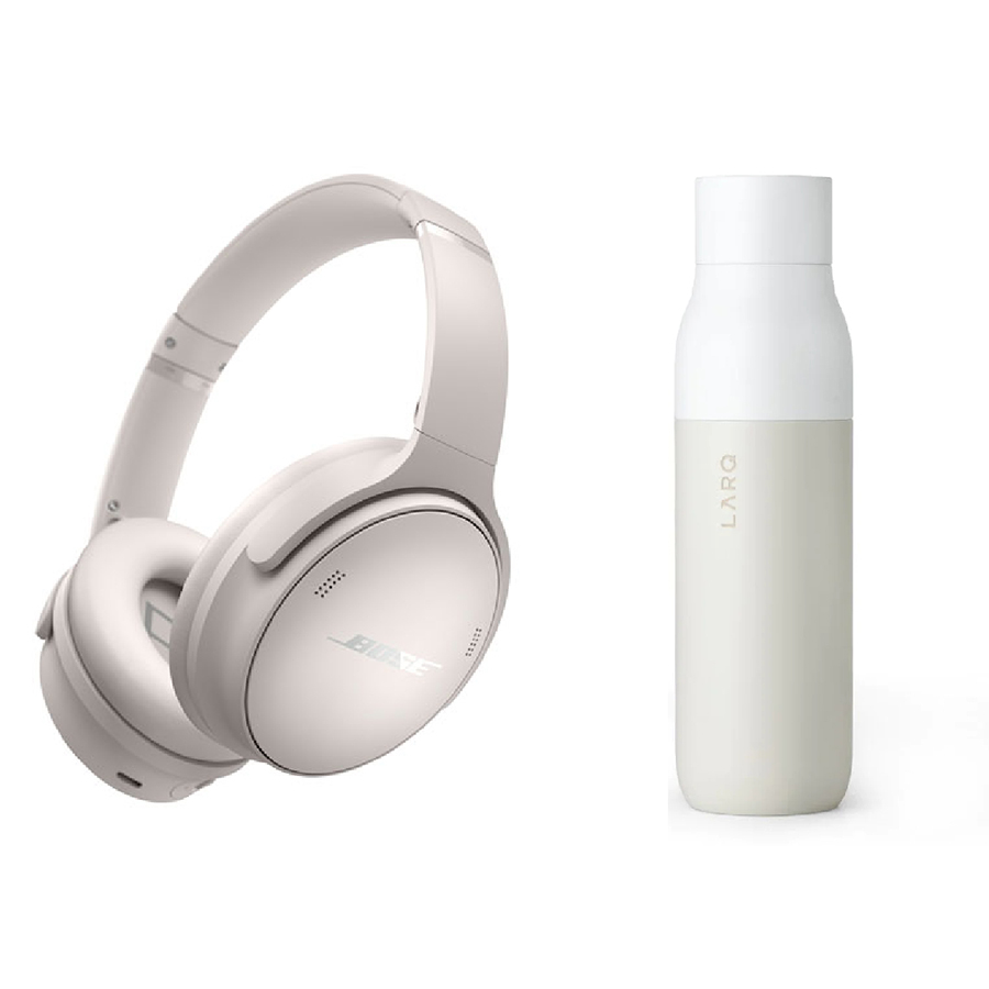 Écouteurs QuietComfort - blanc fumée avec bouteille PureVis Granite 740ml / 25oz - blanc