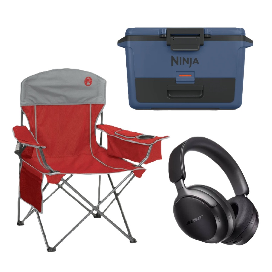 Ensemble casque QuietComfort Ultra, glacière et fauteuil quadruple surdimensionné