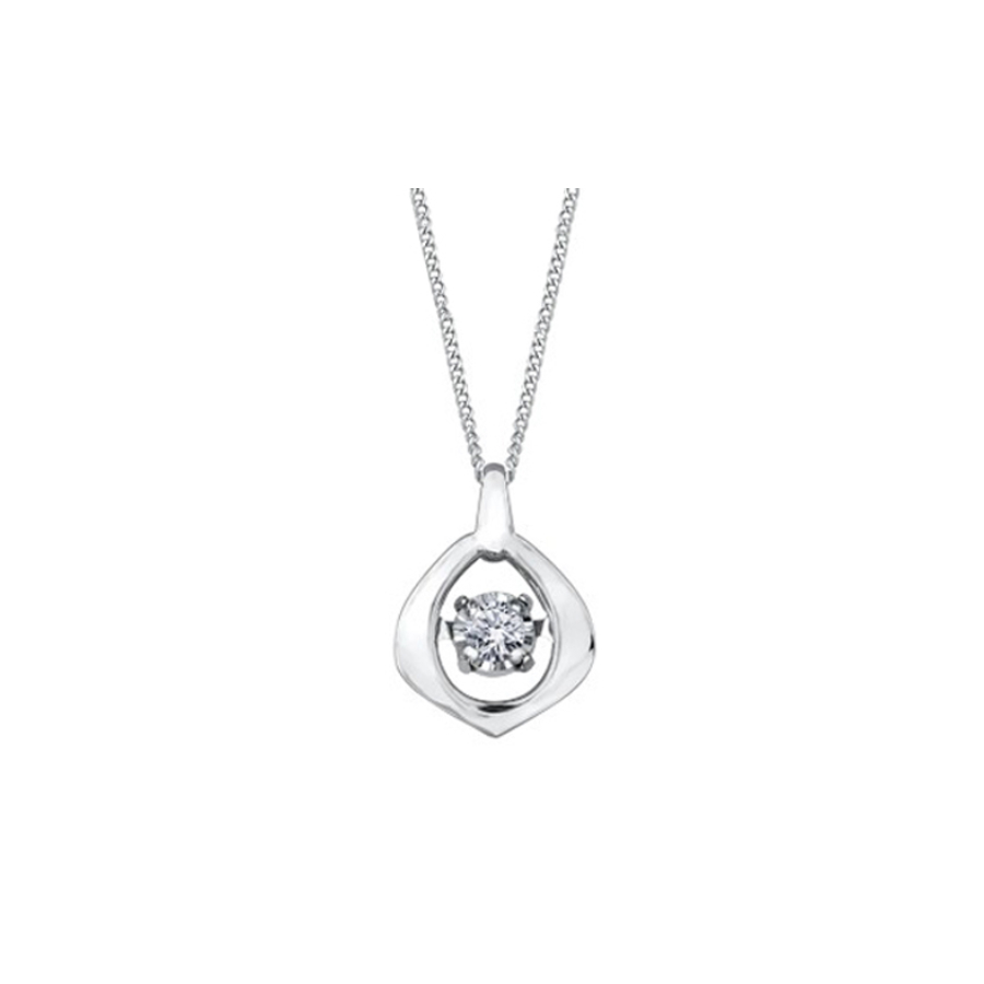 Pendentif solitaire en or blanc 10K (0,02 CT.)