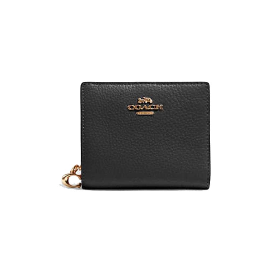 Snap Wallet in Pebbled Leather - Gold/Black