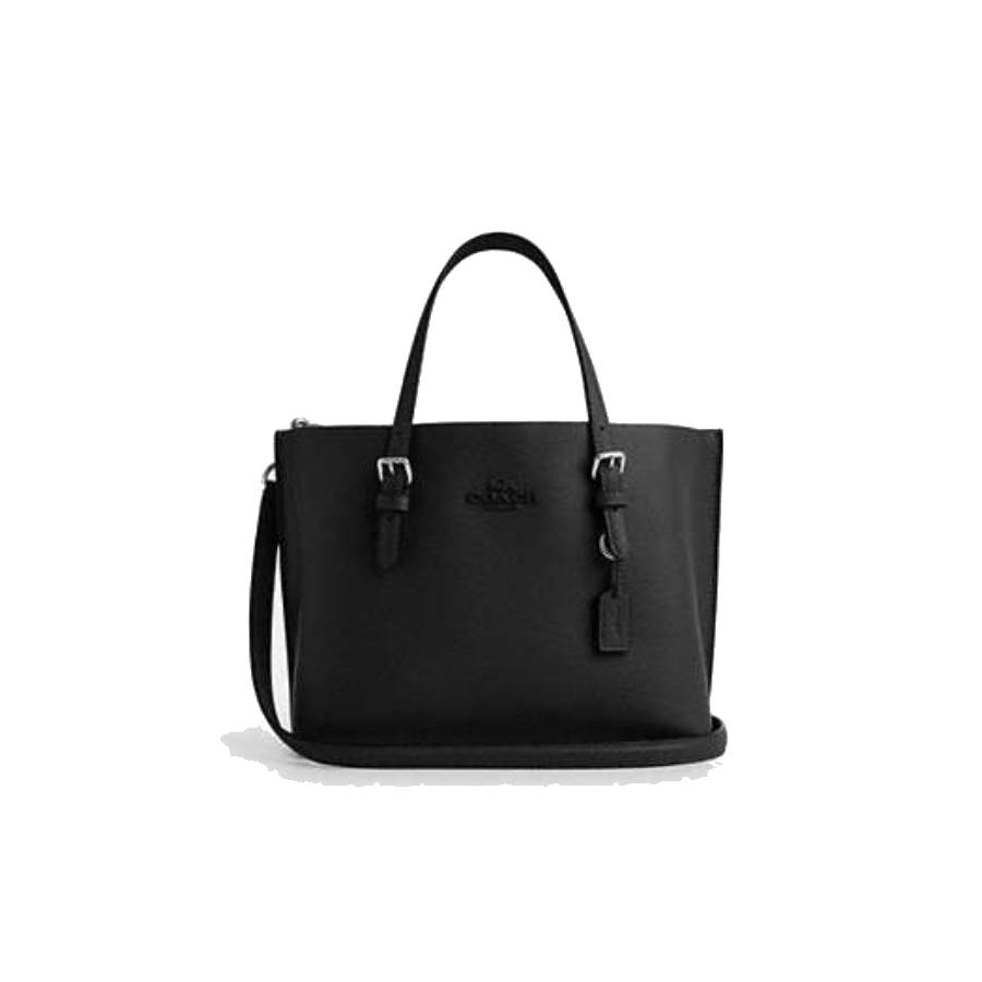 Mollie Leather Tote Bag 25 - Silver/Black