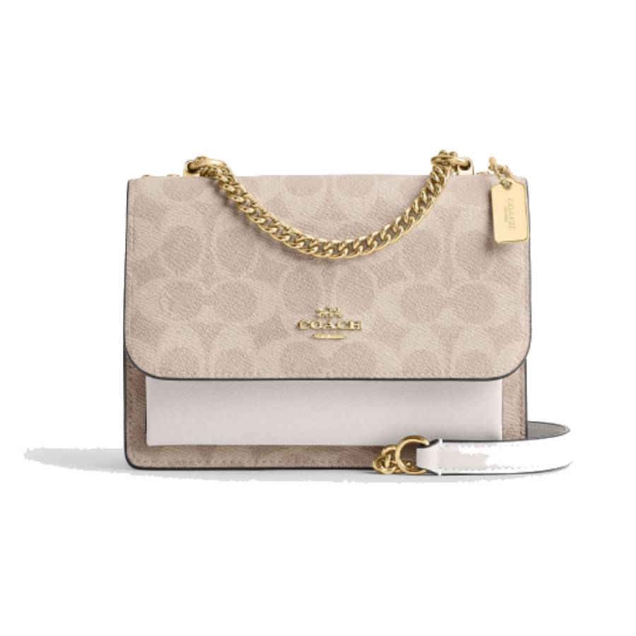Mini Klare Crossbody Bag In Signature Canvas - Gold/Sand/Chalk