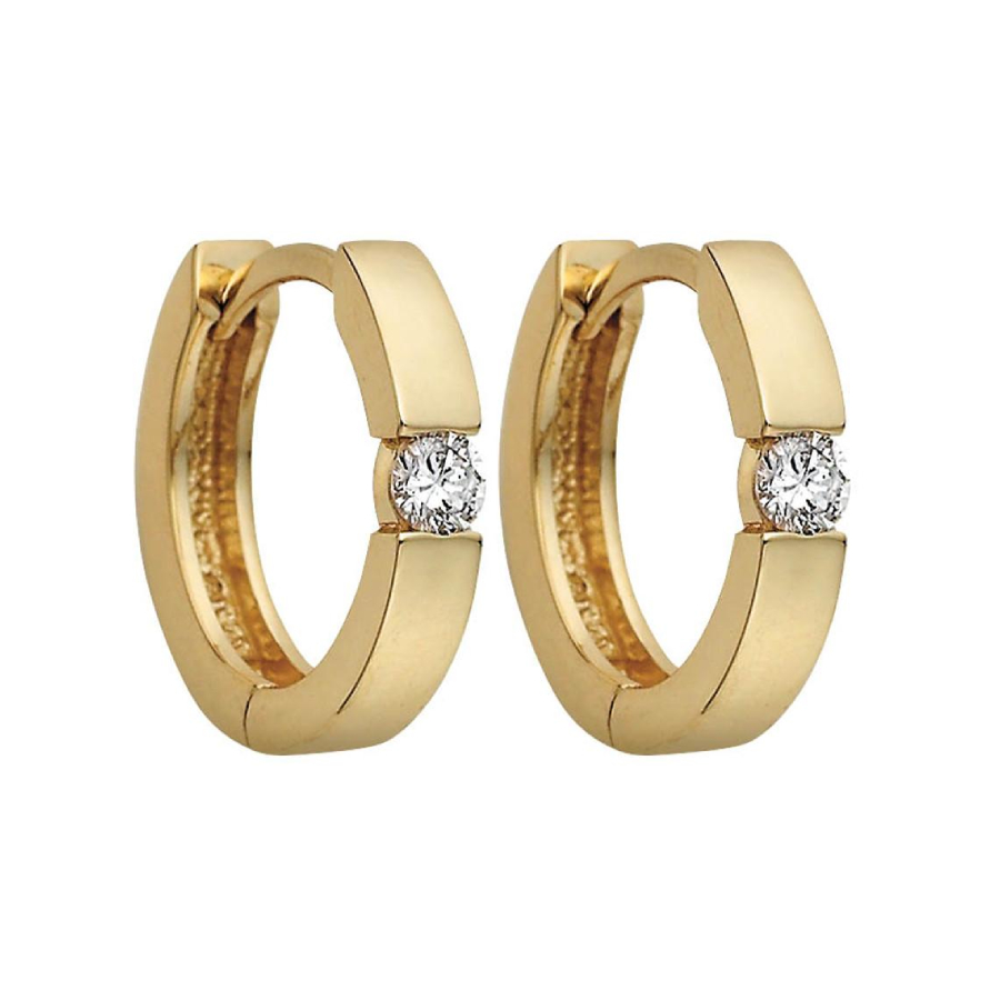 Gold and Diamond Circular Earrings with Velour Box
