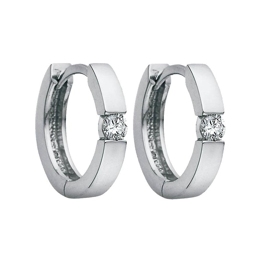 White Gold and Diamond Circular Earrings with Velour Box
