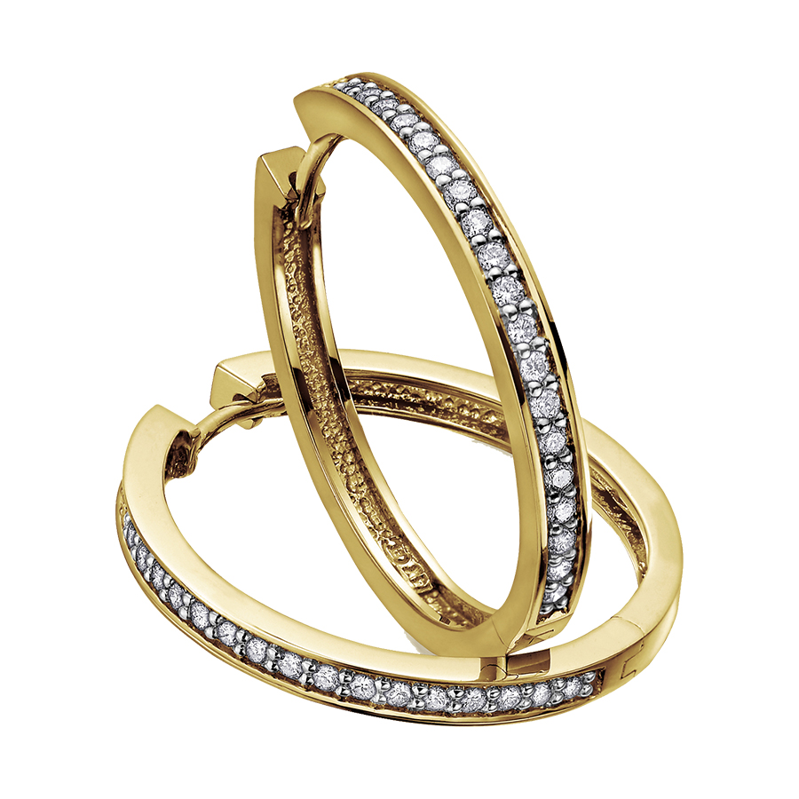 10 karat Round Diamond Hoop Earrings with Velour Box