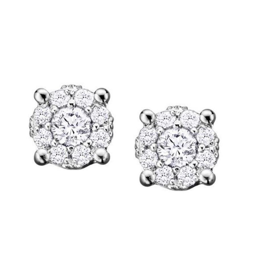 10 karat Gold Round Diamond Starburst Earrings with Velour Box