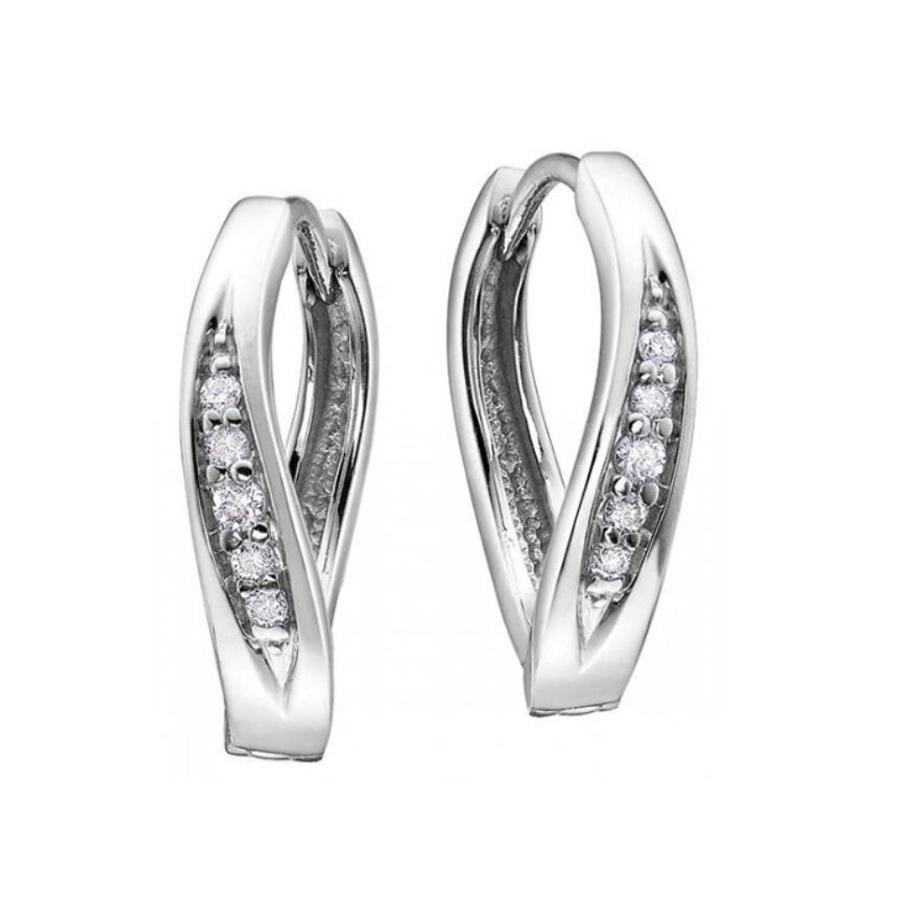10 Karat Round Diamond Huggie Earrings with Velour Box