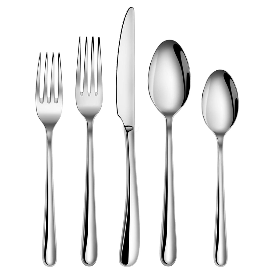 Rain II 20 Piece Flatware Set - Forged Stainless Steel / Metallic Finish