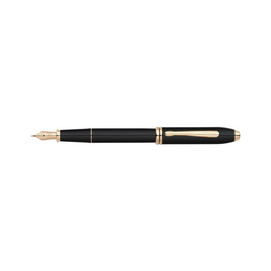 Cross Townsend Fountain Pen - Black Lacquer Gold Trim