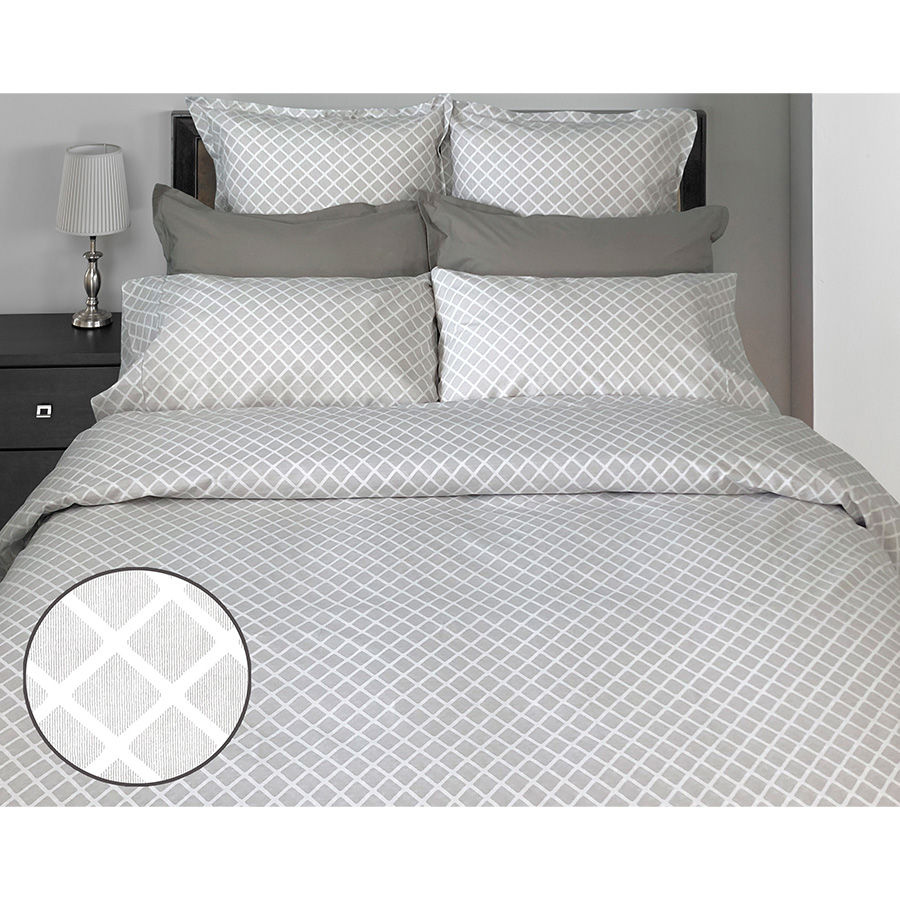 Georgia Diamond Dove Duvet Cover Set - Queen