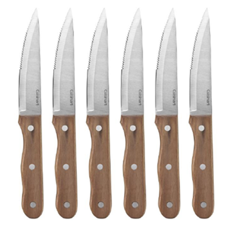Walnut 6 Piece Triple Rivet Steak Knife Set