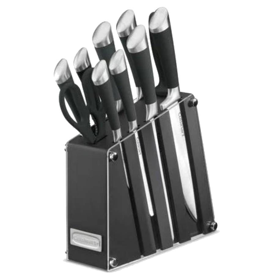 Ensemble de 11 couteaux avec bloc en acrylique - Noir - 11pc