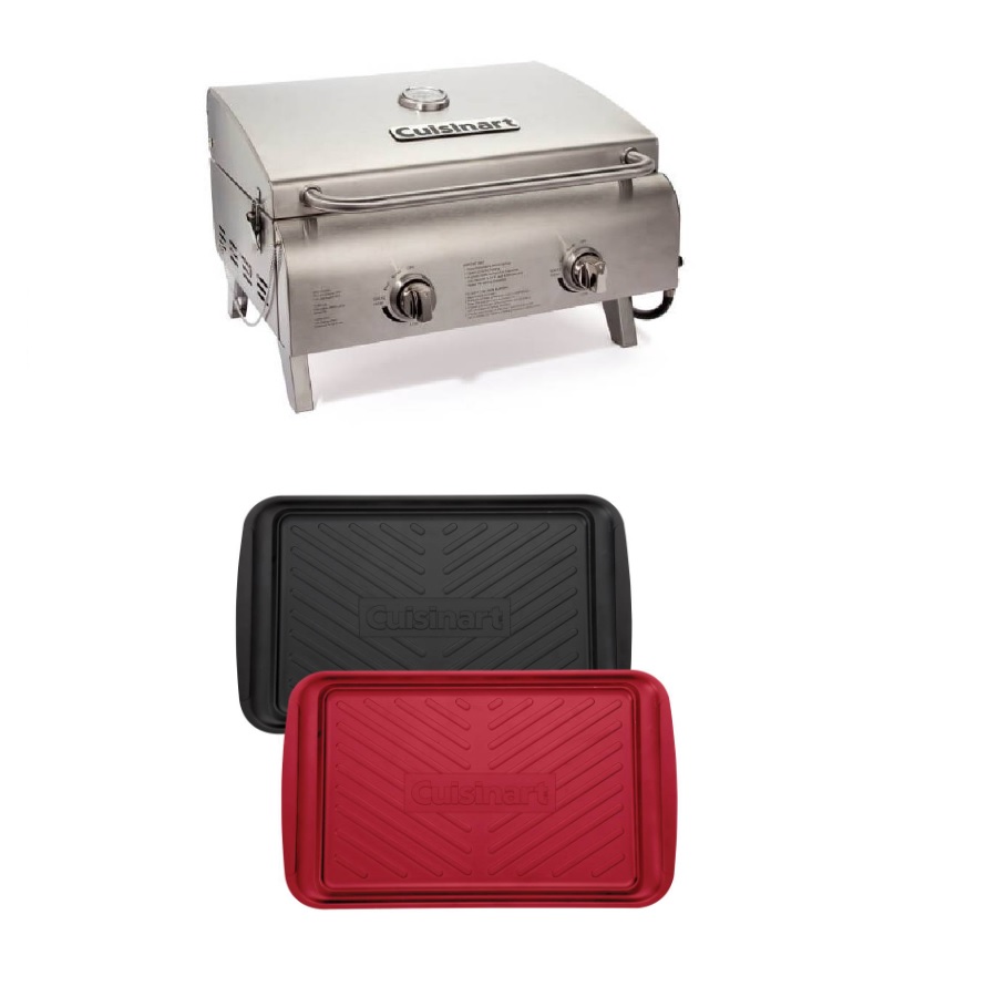 Chef's Style 2 Burner Gas Grill with Pack of Two Grilling Prep & Serve Tray