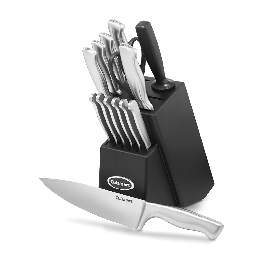 15-Piece Stainless Steel Knife Block Set - Black