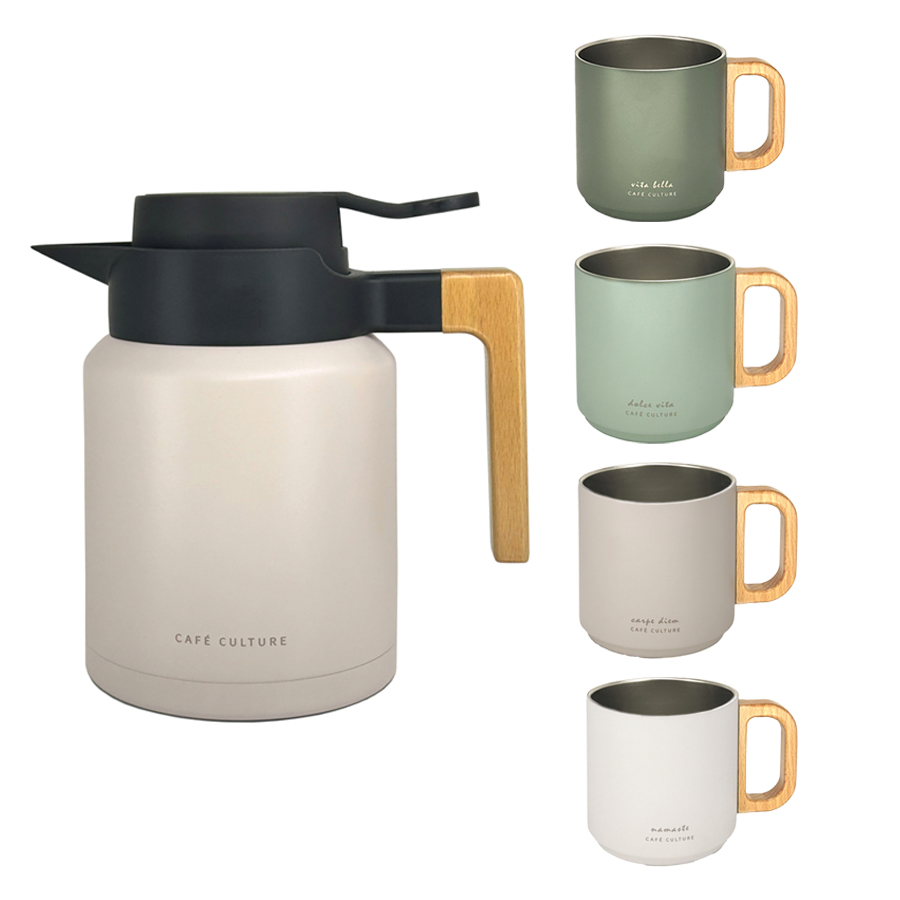 1.2 Liter Insulated Carafe with Four Double-Walled Mugs