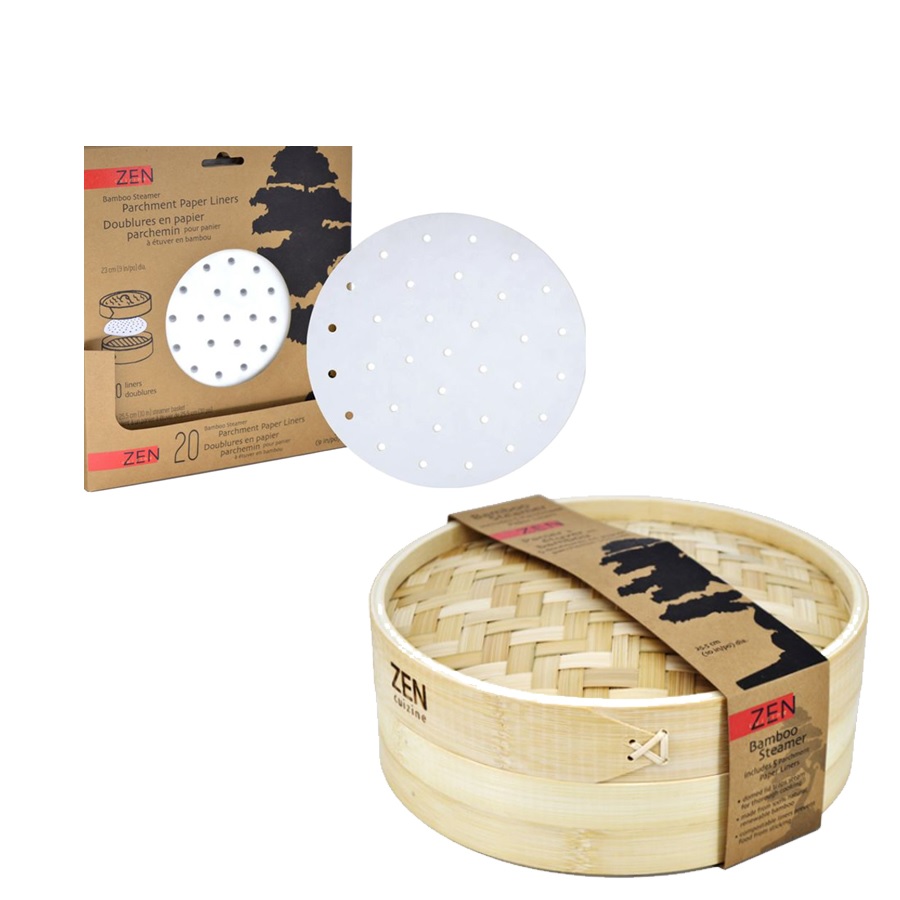9 Inch Steamer Liners - Pack of 240 with 25,4 cm Bamboo Steamer