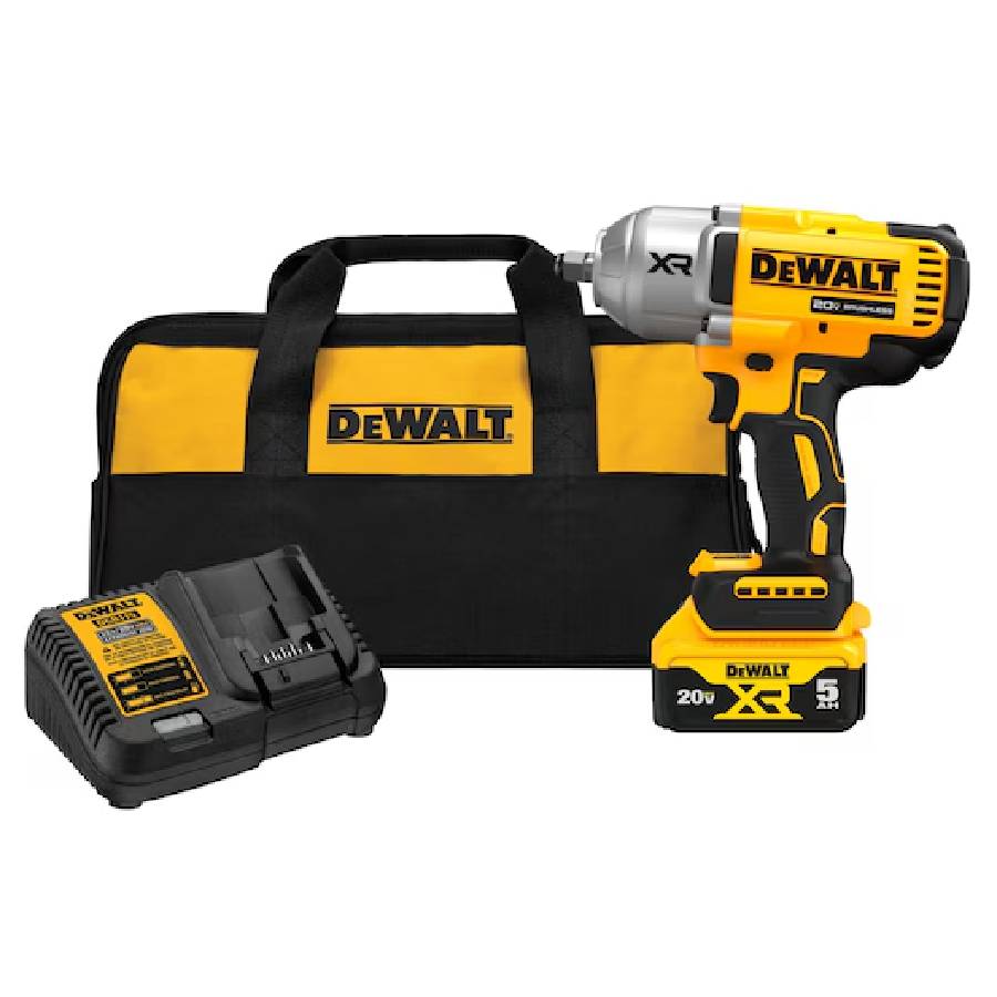 20V MAX XR 1/2 In. High Torque Impact Wrench With Hog Ring Anvil With (1) 5.0 Ah Battery & Charger Kit