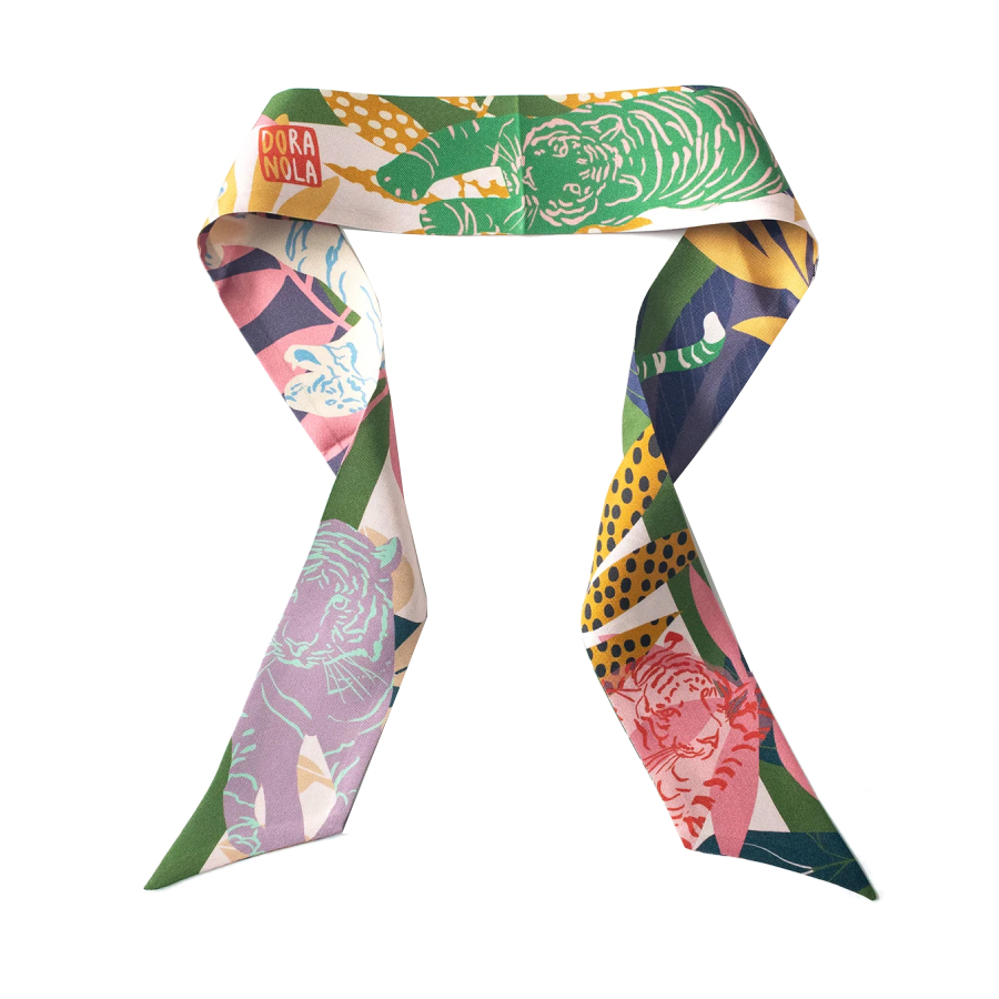 Tigress Silk Twilly and Gold Ring set