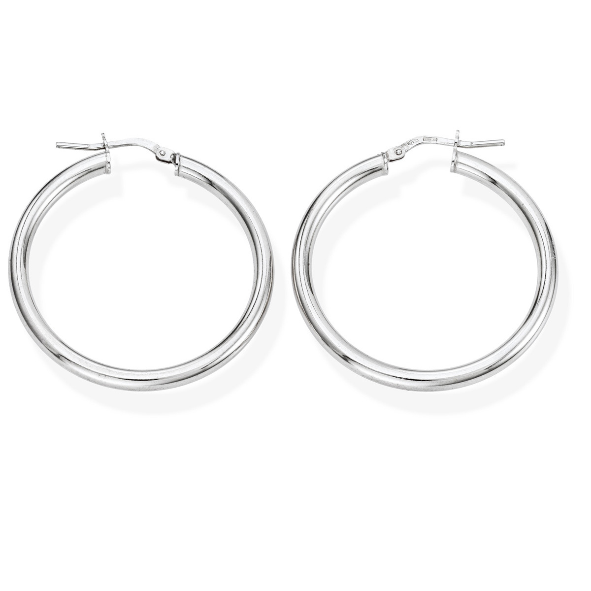 Boucles d'oreilles Cercle 3 cm Rhodium