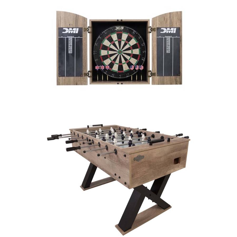 American Legend 54" Kirkwood Foosball Table and Dublin Bristle Dartboard Cabinet Set