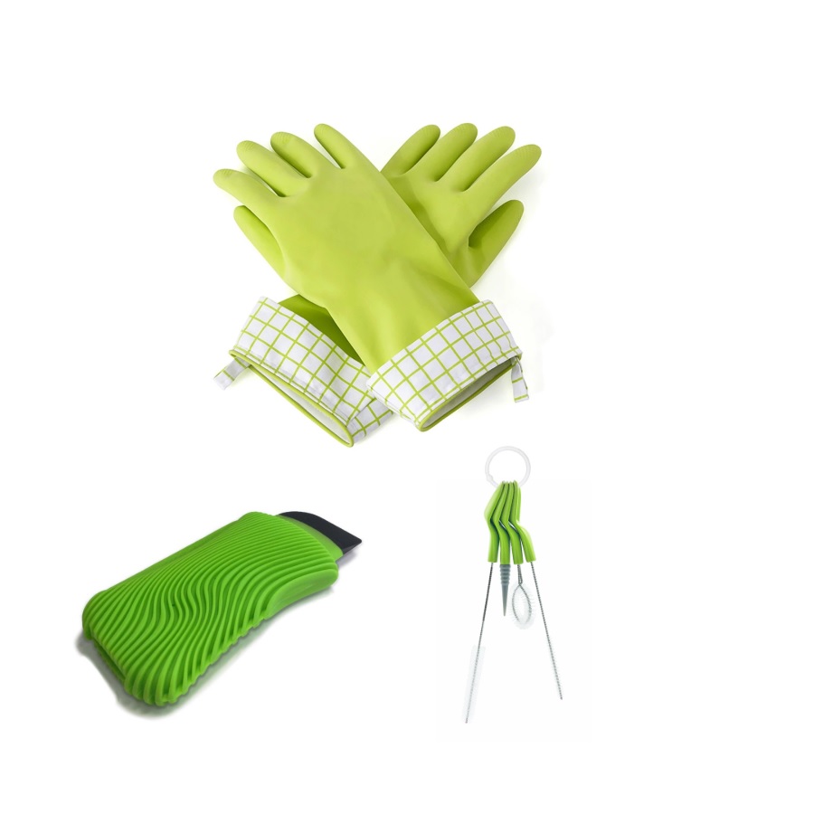 Drinkware Cleaning Set with Latex Cleaning Gloves and Silicone Scrubber