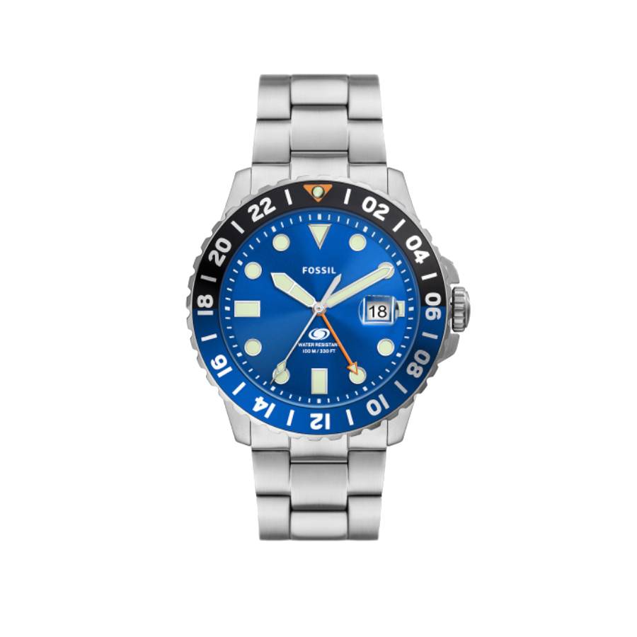 FOSSIL JR-1026 青色文字盤 時計 Blue Diver Blue Index date Dial - Stainless Steel - 46mm