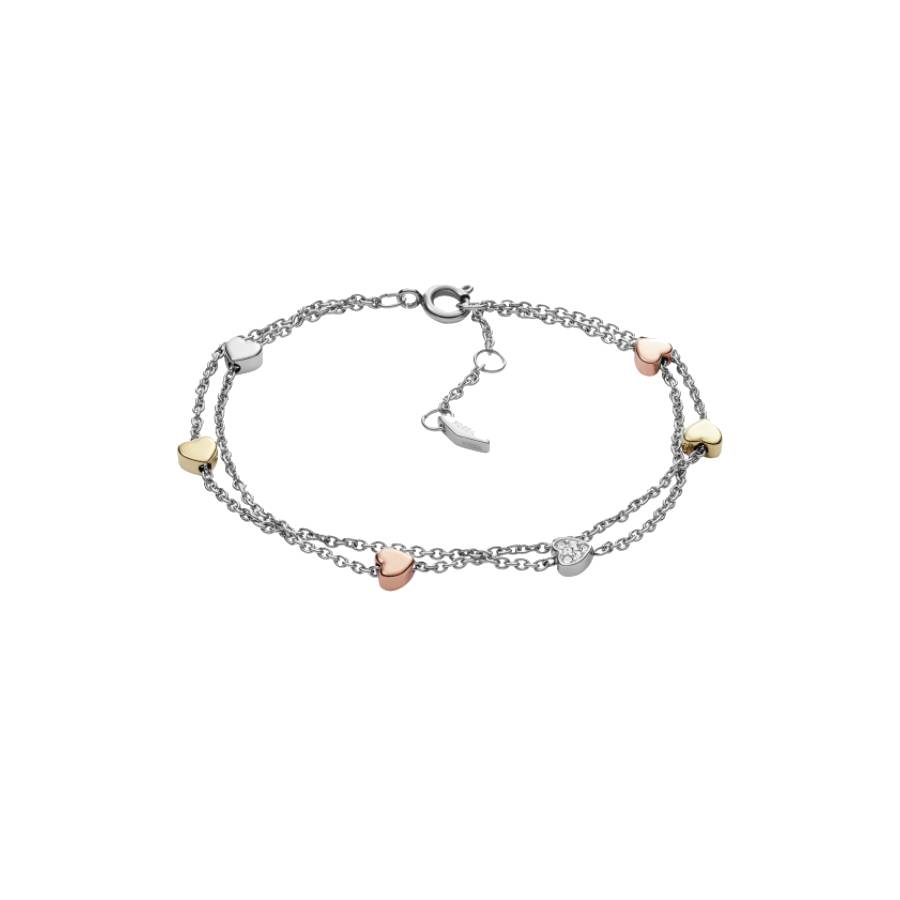 Sutton Heart Multi-Strand Station Bracelet - Tri-Colour