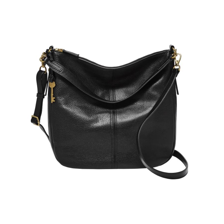 Jolie Leather Hobo Shoulderbag - Black - Large