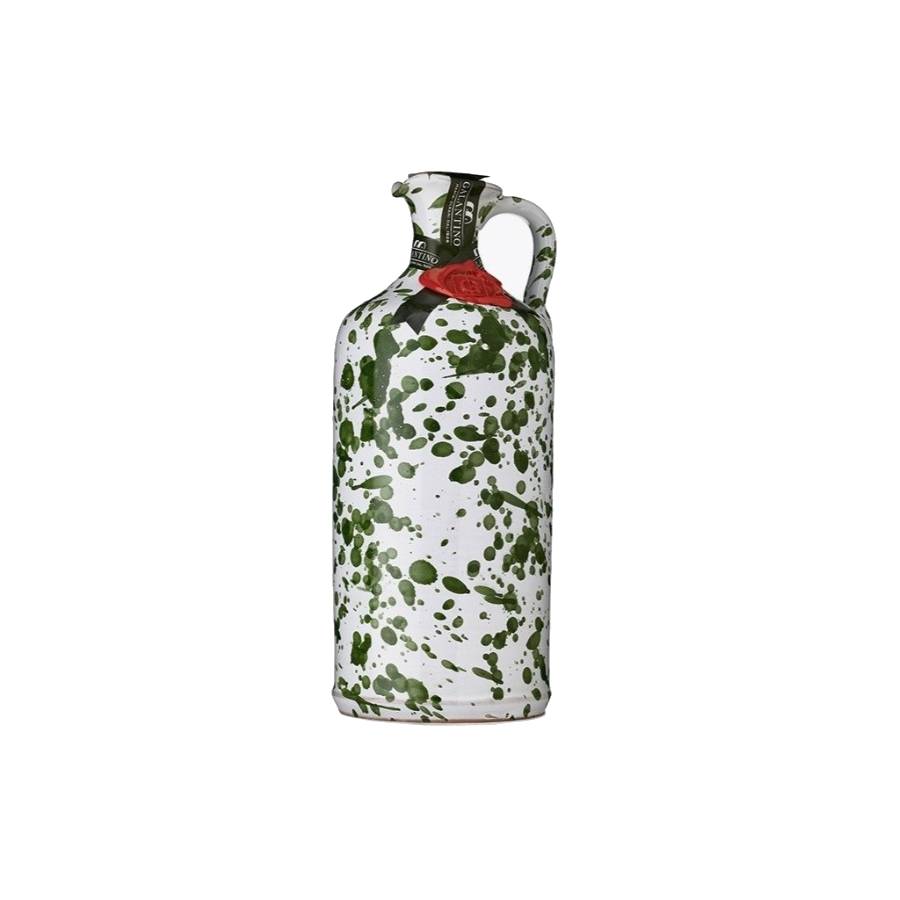 Extra Virgin Olive Oil Fantasia Green Ceramic Jar - 500 ml
