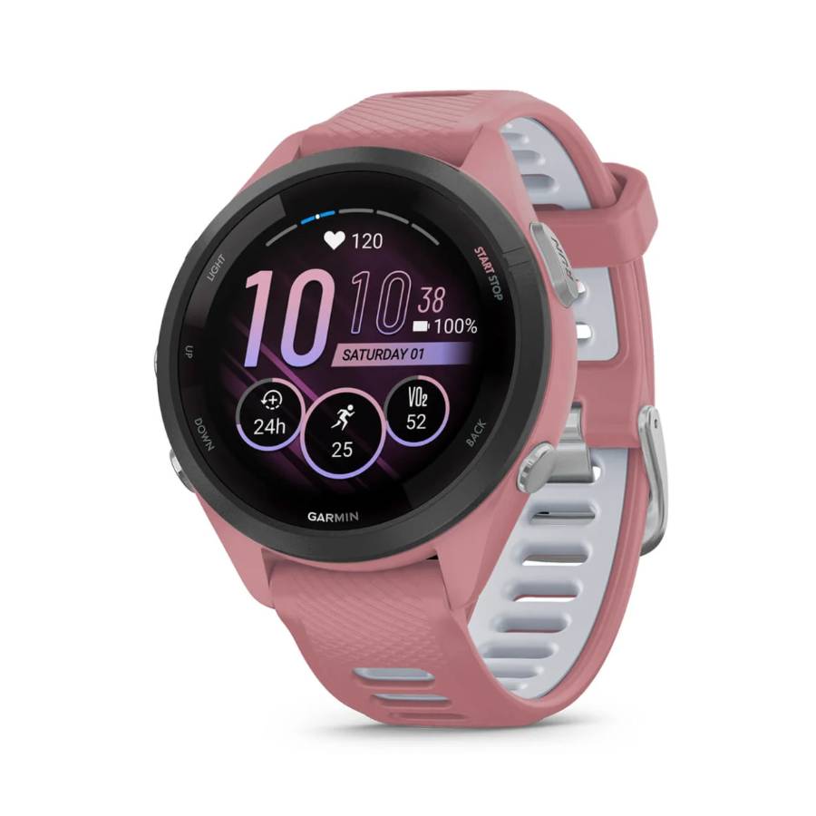 Forerunner 265S Smartwatch - Black Bezel with Light Pink Case and Light Pink/Whitestone Silicone Band - 42mm
