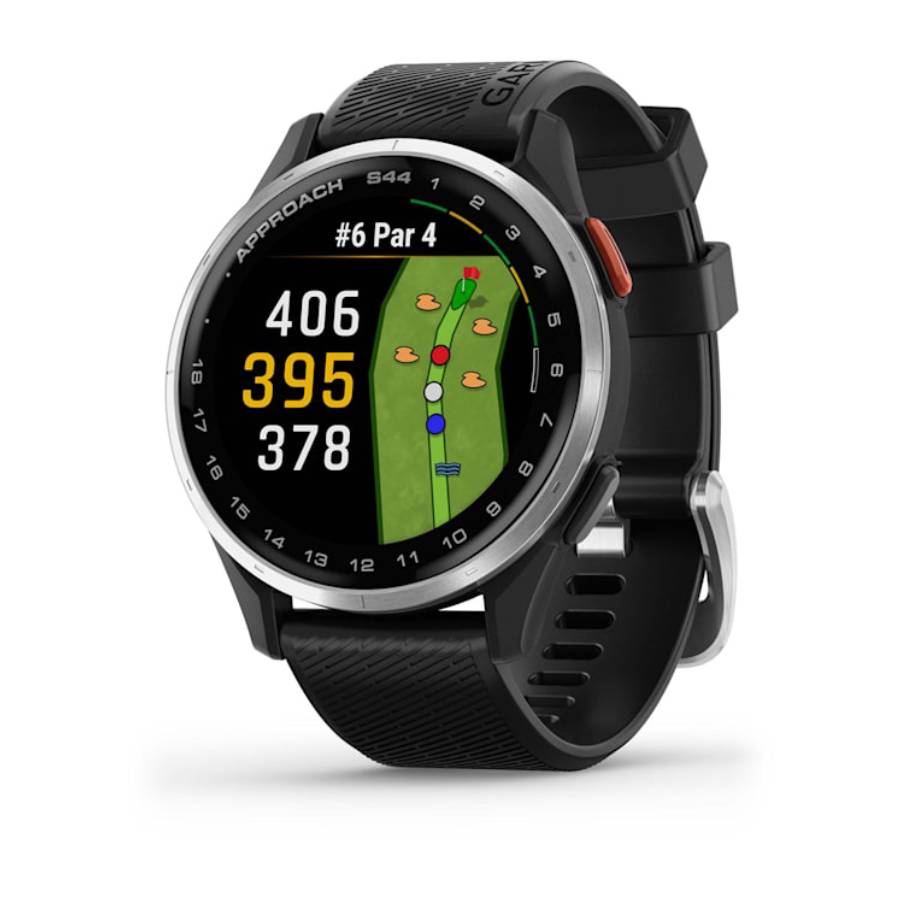 Approach S44 - Silver Aluminum Bezel with Black Silicone Band